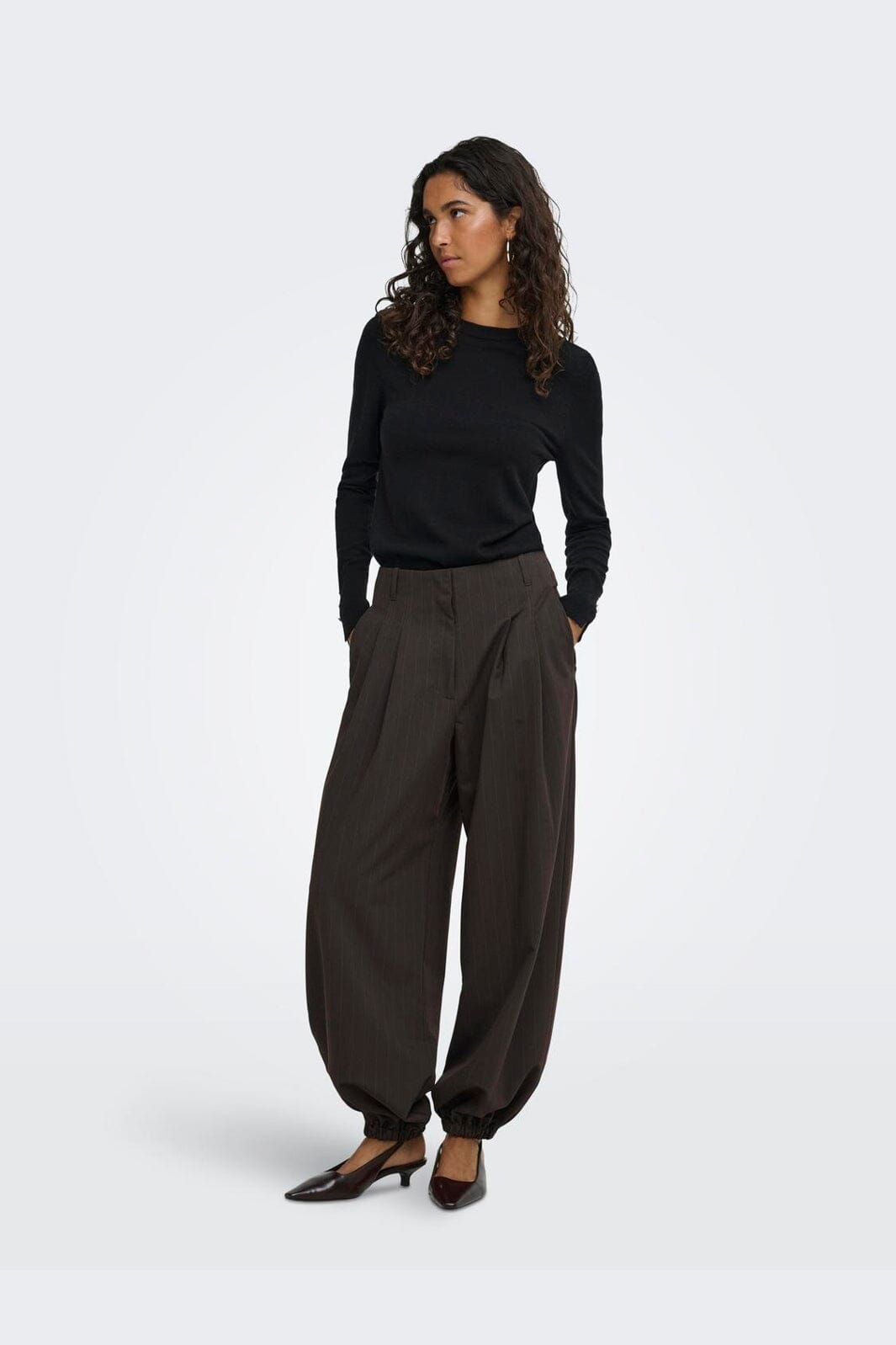 JDY - Jdymadeline Balloon Pant - 5151605 Chocolate Torte Tobacco Pin Stripe