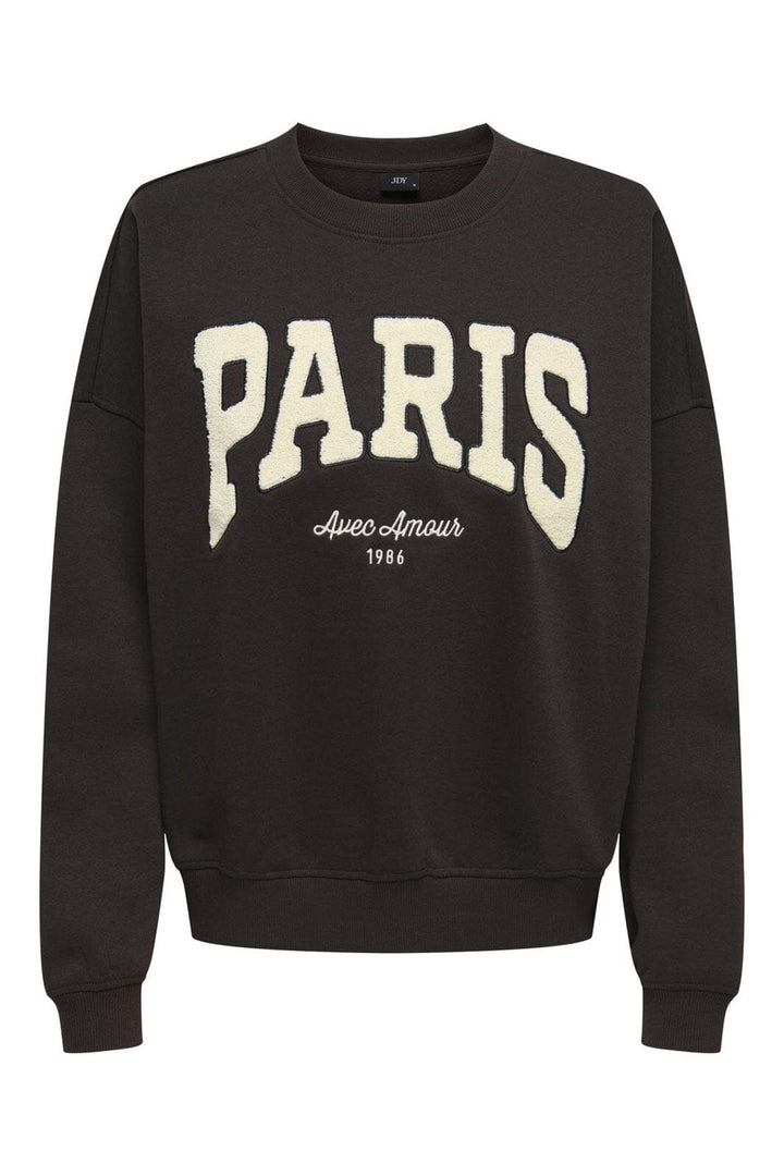 JDY - Jdymesa L/S O-Neck Emb Sweat - 4974268 Ganache Paris Cd Emb