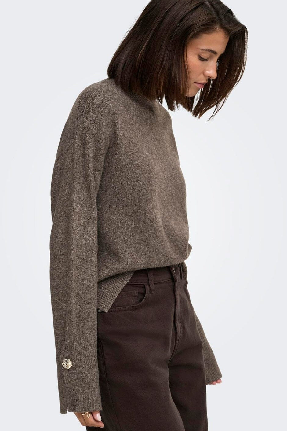 JDY - Jdysabrina L/S Hn Detail Pullov Knt - 5111246 Falcon Melange