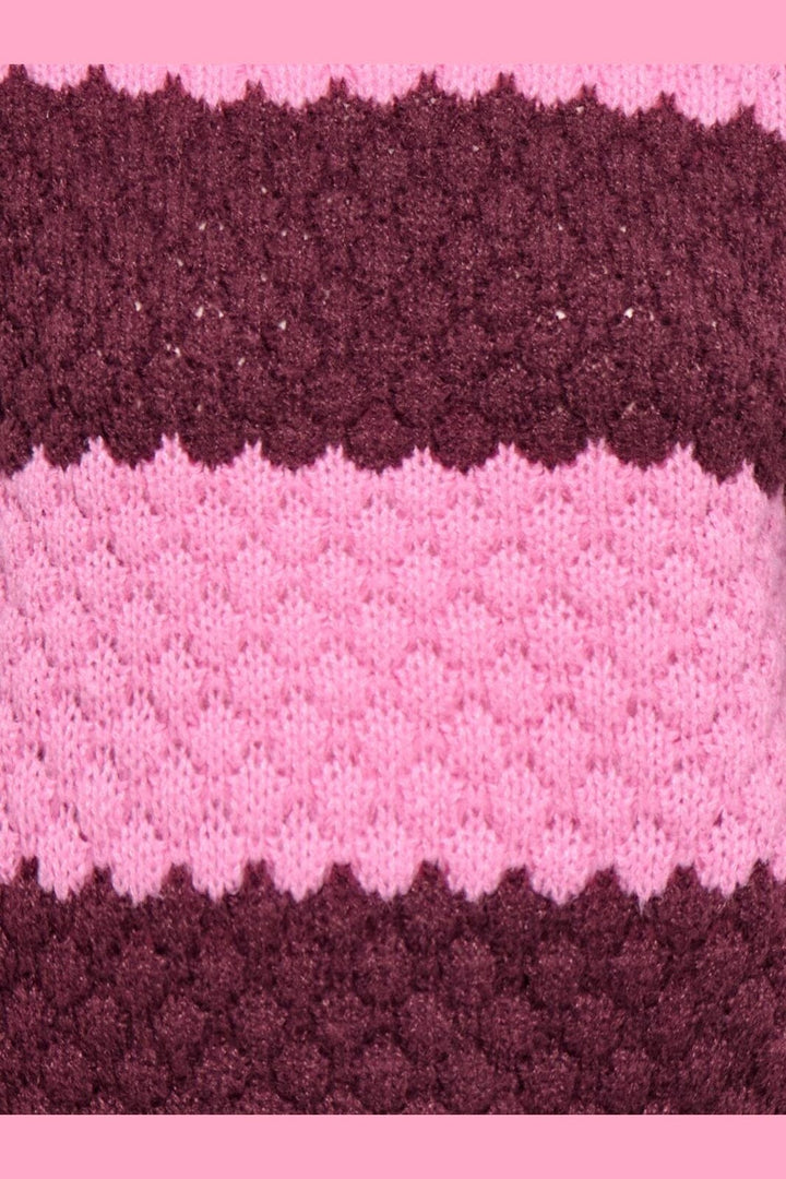 JDY - Jdyvilda L/S Detail Pullover Knt - 5174004 Cyclamen Stripe Crush