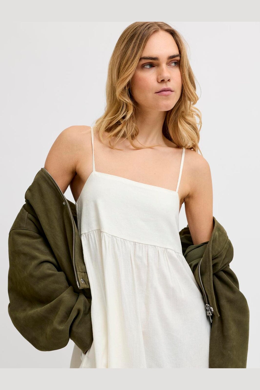 Jjxx - Jxalmira Linen Blend Long Dress - 4906547 Blanc De Blanc