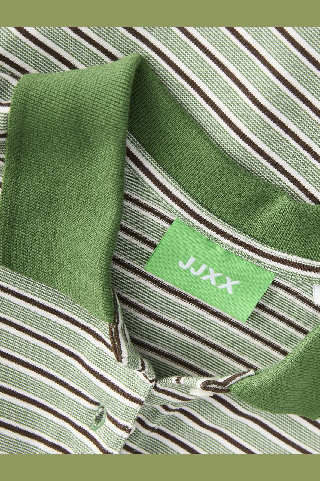 Jjxx - Jxella Ls Stripe Polo - 5126324 Cloud Dancer Artichoke Green