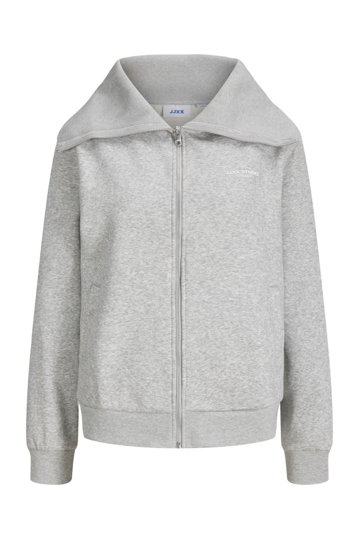 Jjxx - Jxstudio Vesterbro Flat Knit Zip Swt Sn - 5000235 Light Grey Melange Bright White Jjxx Studio