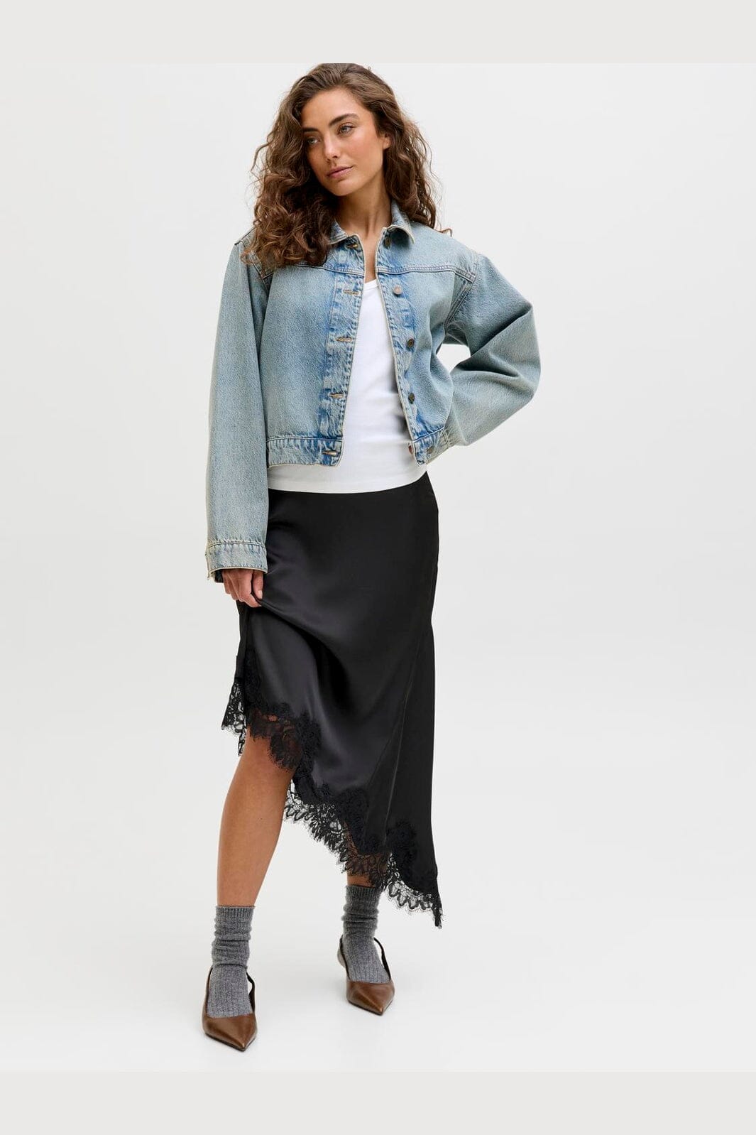 Jjxx - Jxvima Satin Asymmetric Skirt Ln - 5089448 Black
