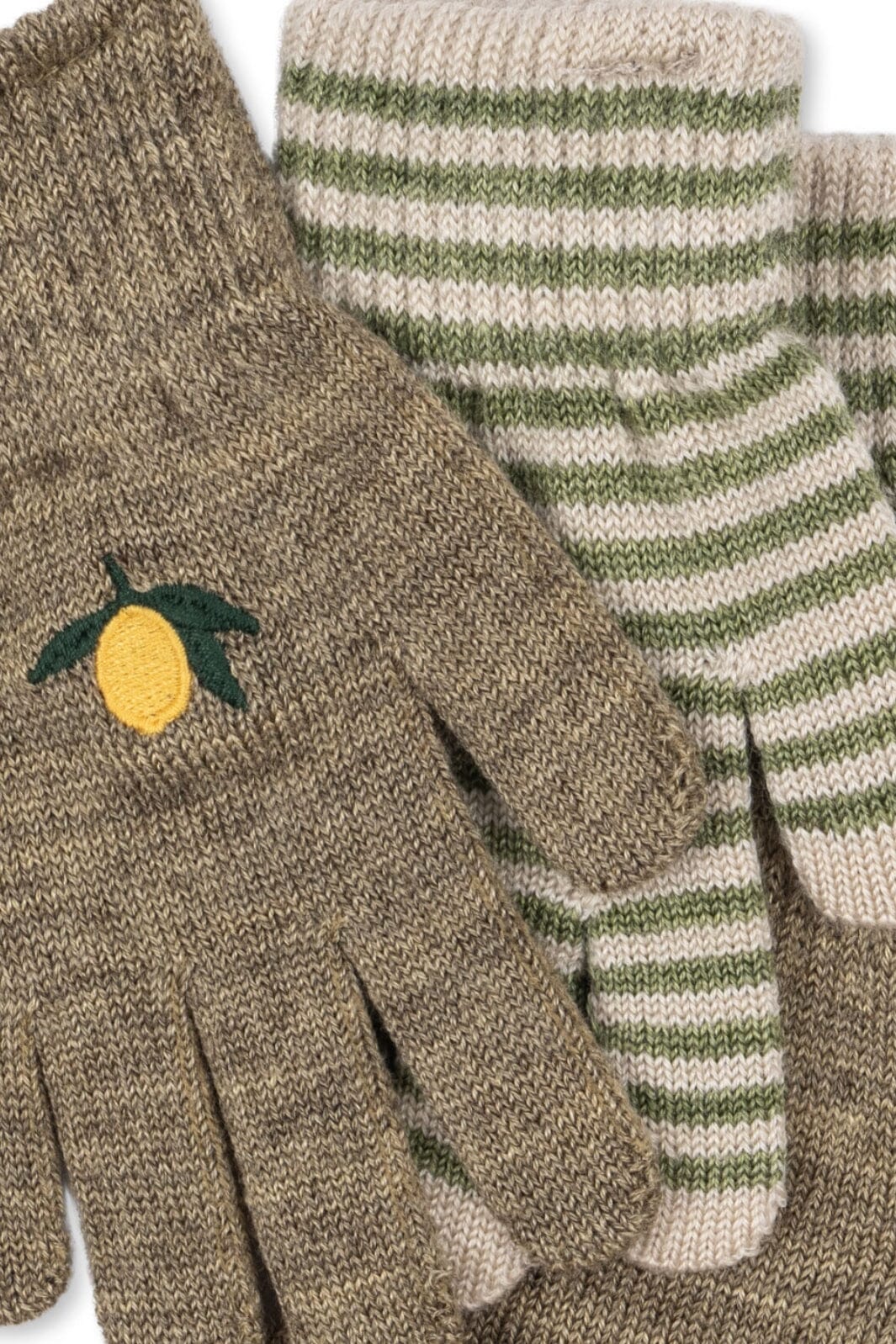 Konges Sløjd - 2 Pack Filla Gloves Ks103430 - Lemon/stripe