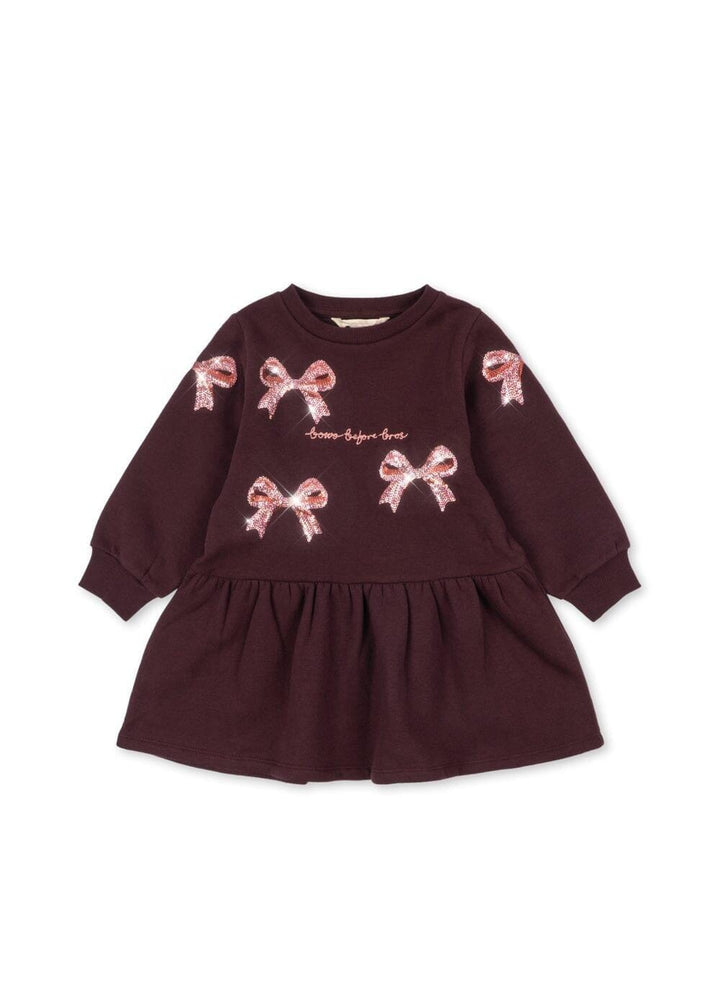 Konges Sløjd - Lou Bow Sweat Dress Gots Ks106520 - Decadent Chocolate