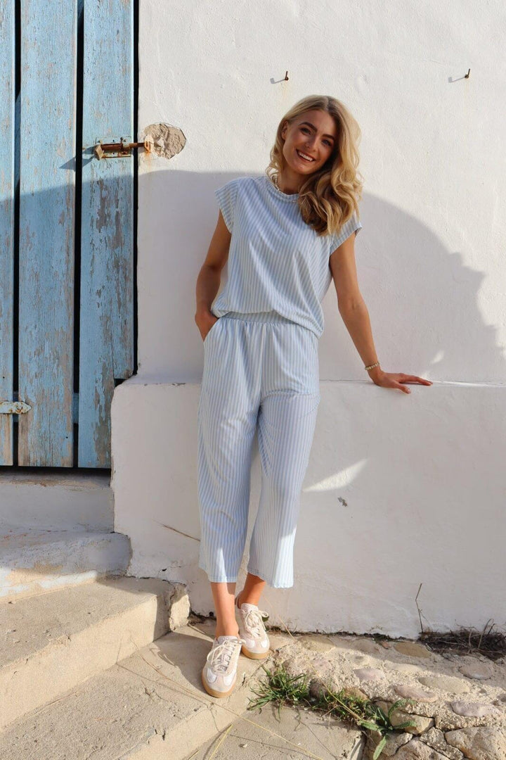 Liberte - Alma-Culotte-Pants 9591 - L. Blue Creme Small Stripe Bukser 