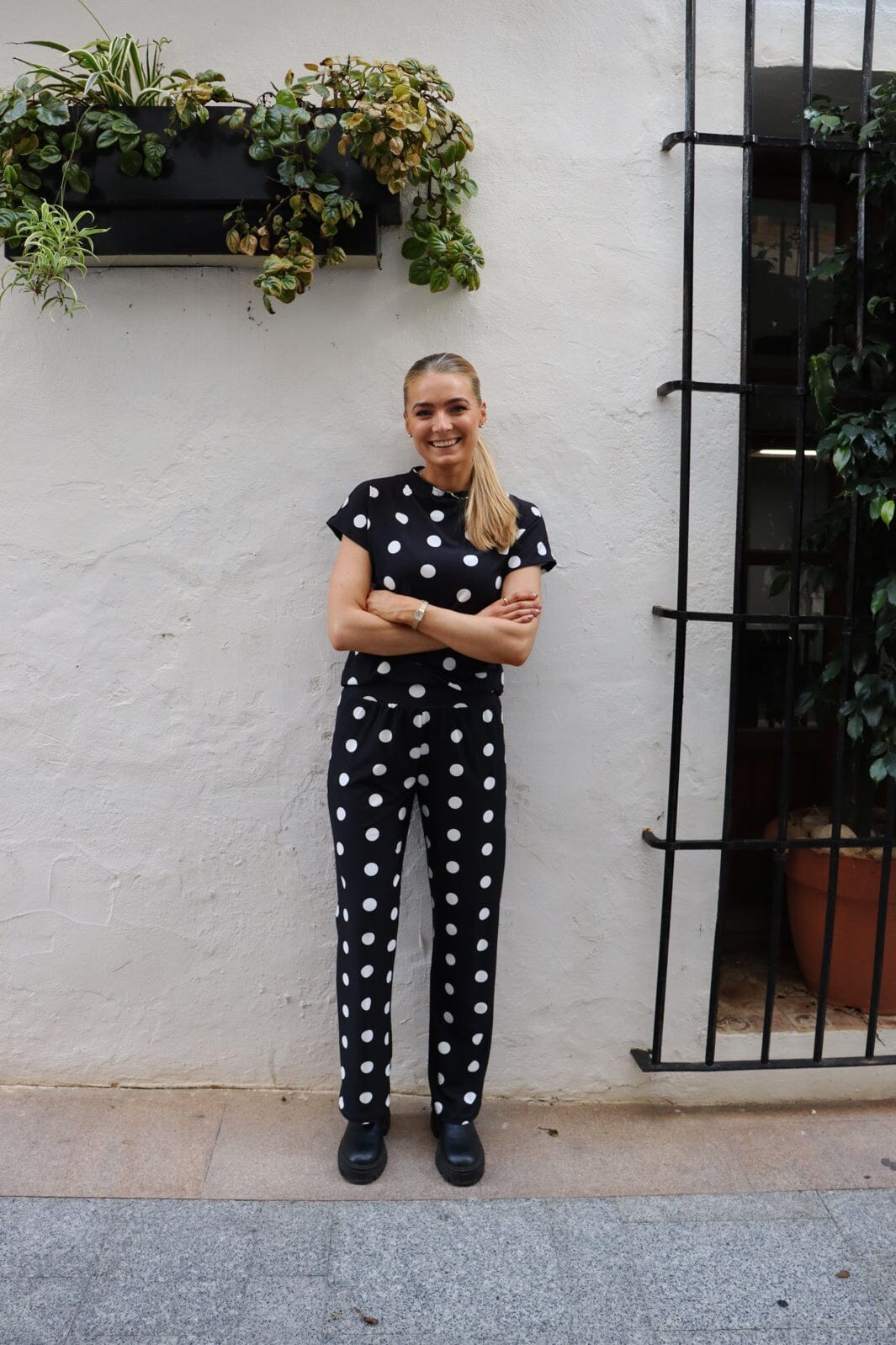 Liberte - Alma-Wide-Pants 9564 - Black Big Dot