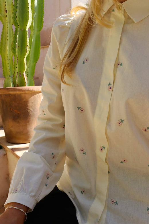 Liberte - Flora Ls Blouse 21598 - Ivory Rose Flower Bluser 