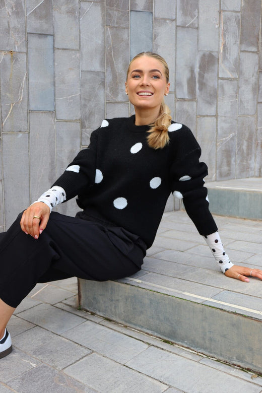 Liberte - Fro Dot Pullover 22344 - Black White Dot