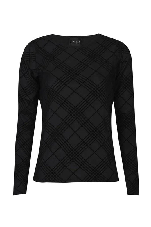 Liberte - Mesh Ls Tshirt, Flock 22081 - Black Check T-shirts 