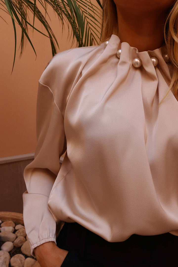 Liberte - Pip-Ls-Pearl-Blouse 22313 - Champagne Bluser 