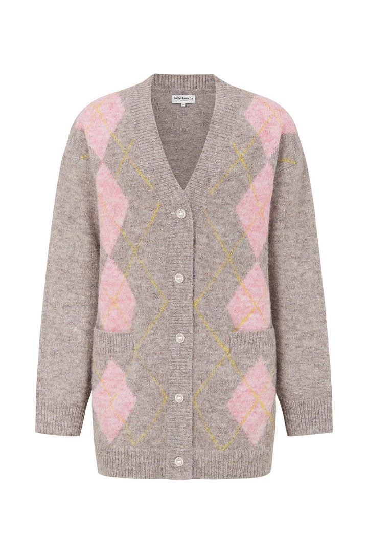 Lollys Laundry - Oaksll Knit Cardigan Ls 26542-5004 -  55 Taupe