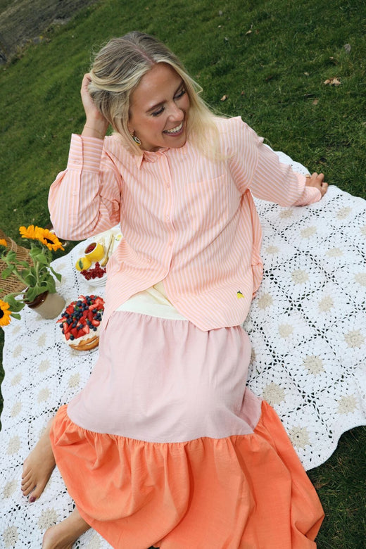 Molly&My x Caroline Dan - Chloe Shirt - Pink / Orange Stripe Skjorter 