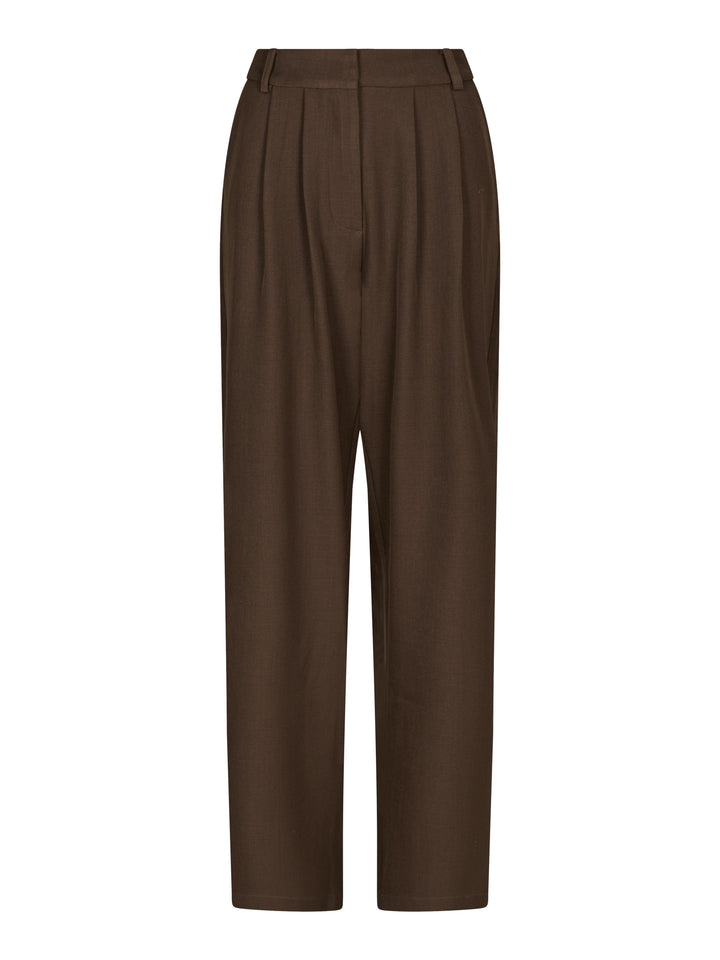 Molly&My x Julie Elgaard - Celina Structure Pants 167306 - 676 - Dark Brown Bukser 