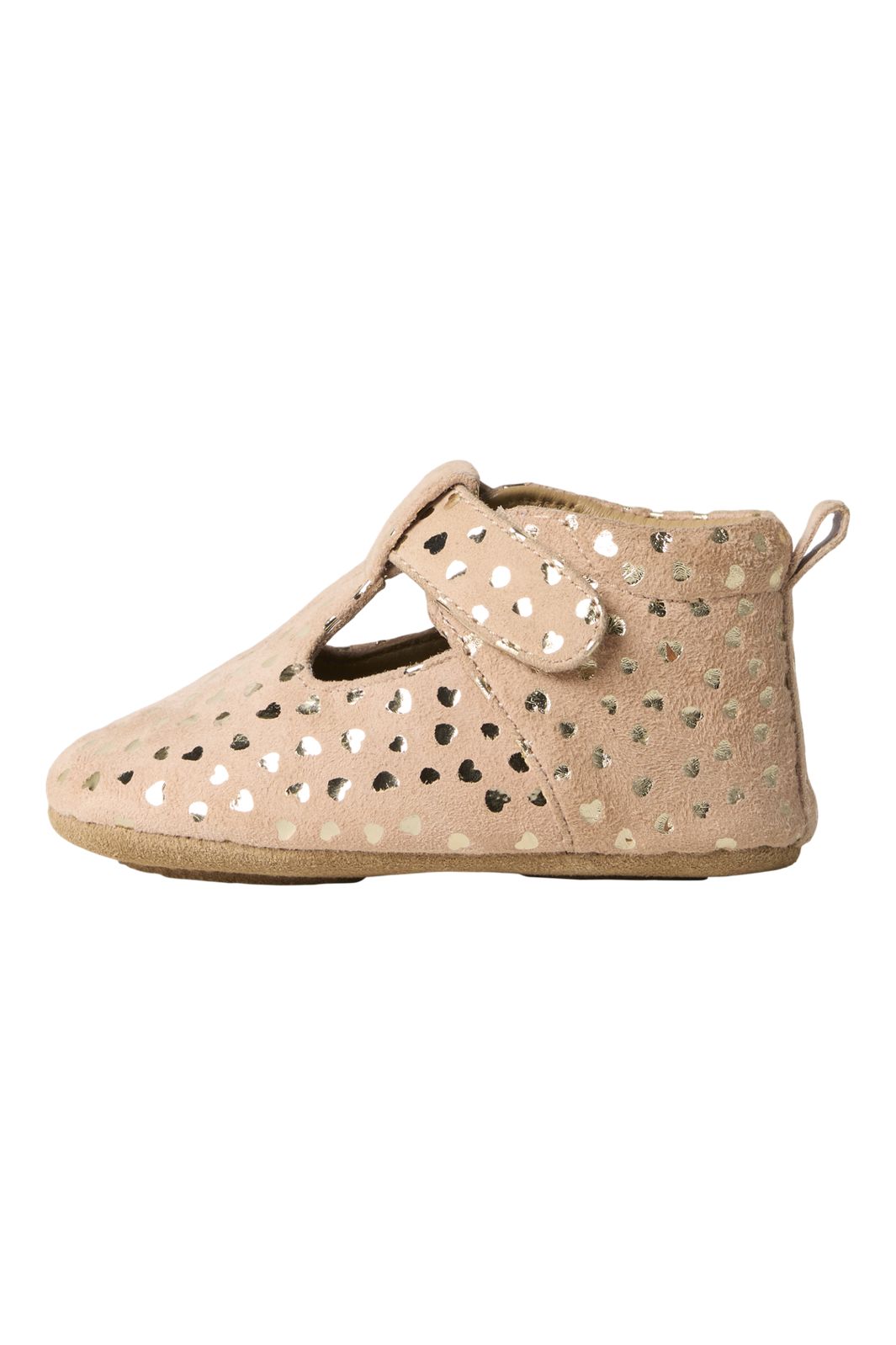 Name It - Nbfrea Baby Shoe In Suede T-Strap Velcro - 5173968 Rose Smoke Metallic Heart Print