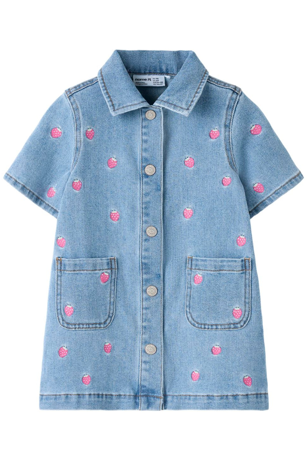 Name It - Nmflaila Ss Emb Dress 6202-Iz - 5055048 Light Blue Denim Starwberry
