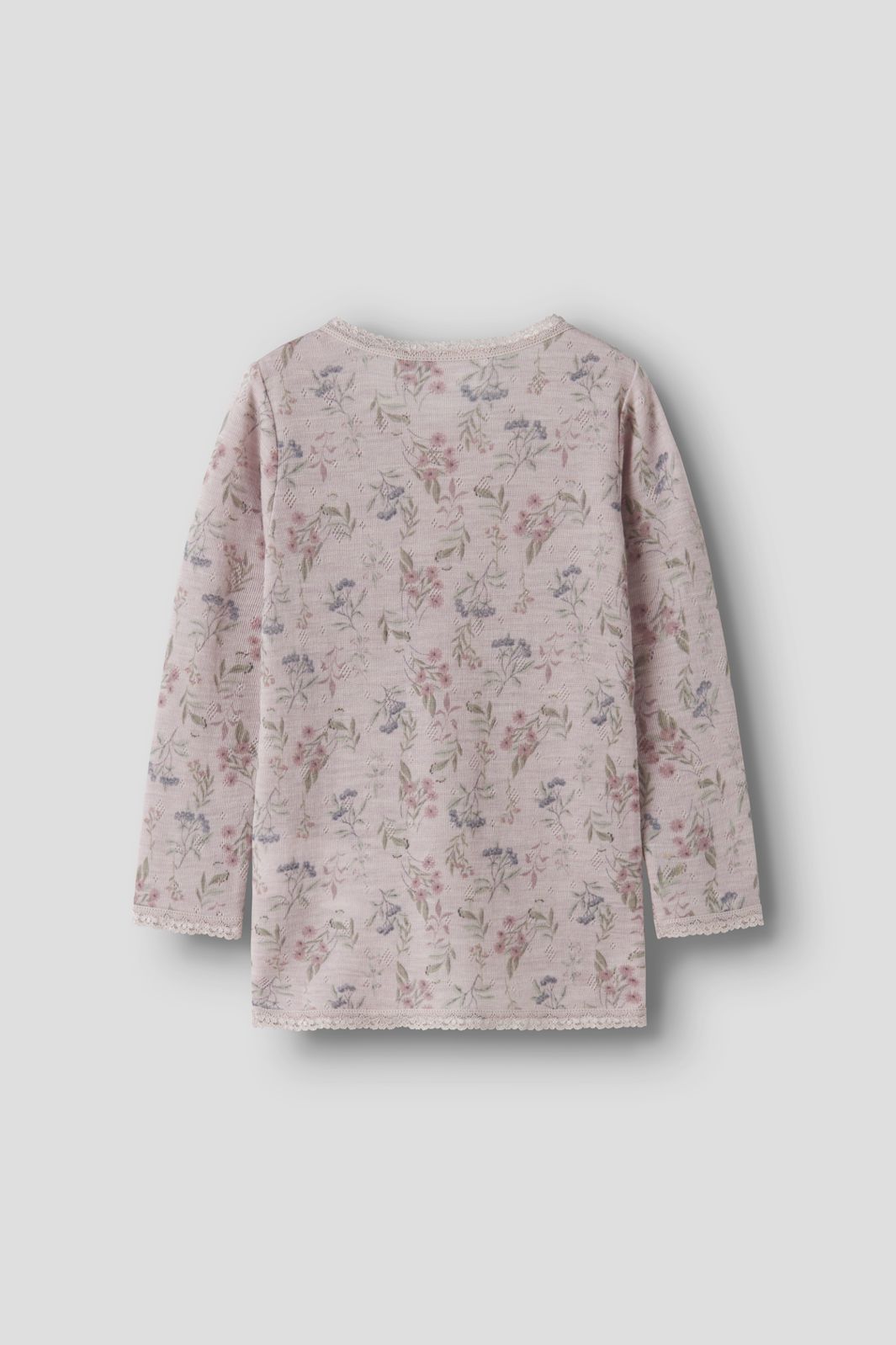 Name It - Nmfwang Wool Needle Ls Top - 4968470 Violet Ice Flowers + Leafs