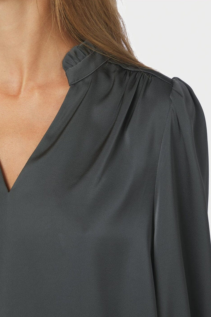 Neo Noir - Amara Drapy Satin Blouse 171105 - 132 - Antracit