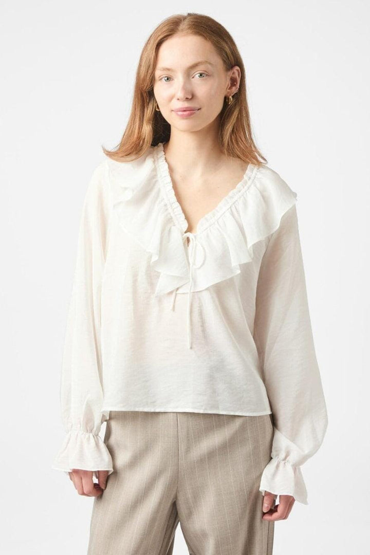 Neo Noir - Aminea Ruffle Blouse 166338 - 120 - White