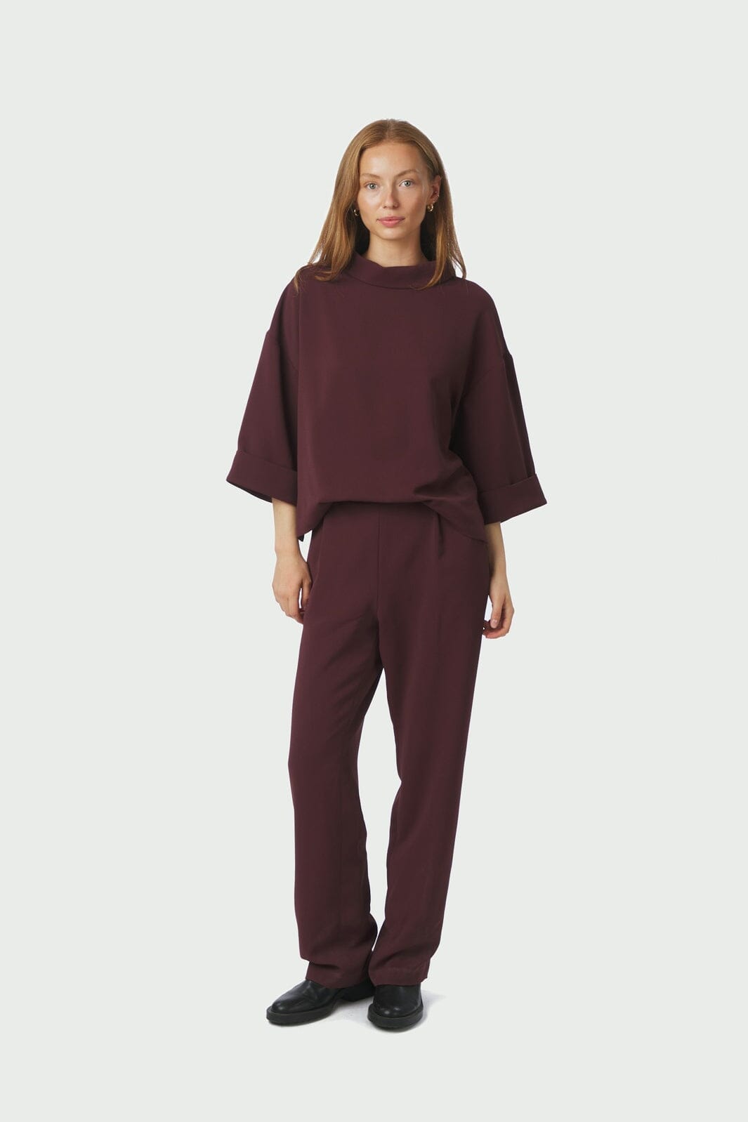 Neo Noir - Arlo Crepe Jumpsuit 160807 - 174 - Burgundy