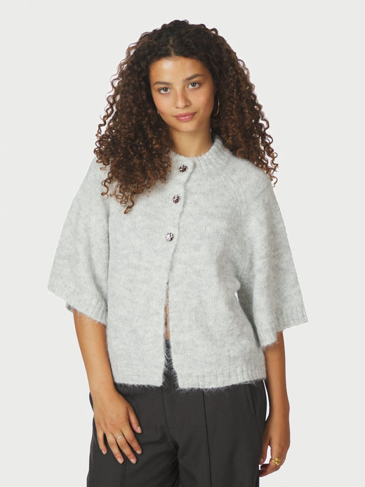 Neo Noir - Benuta Fluffy Knit Cardigan 165816 - 103 - Light Grey Melange Cardigans 