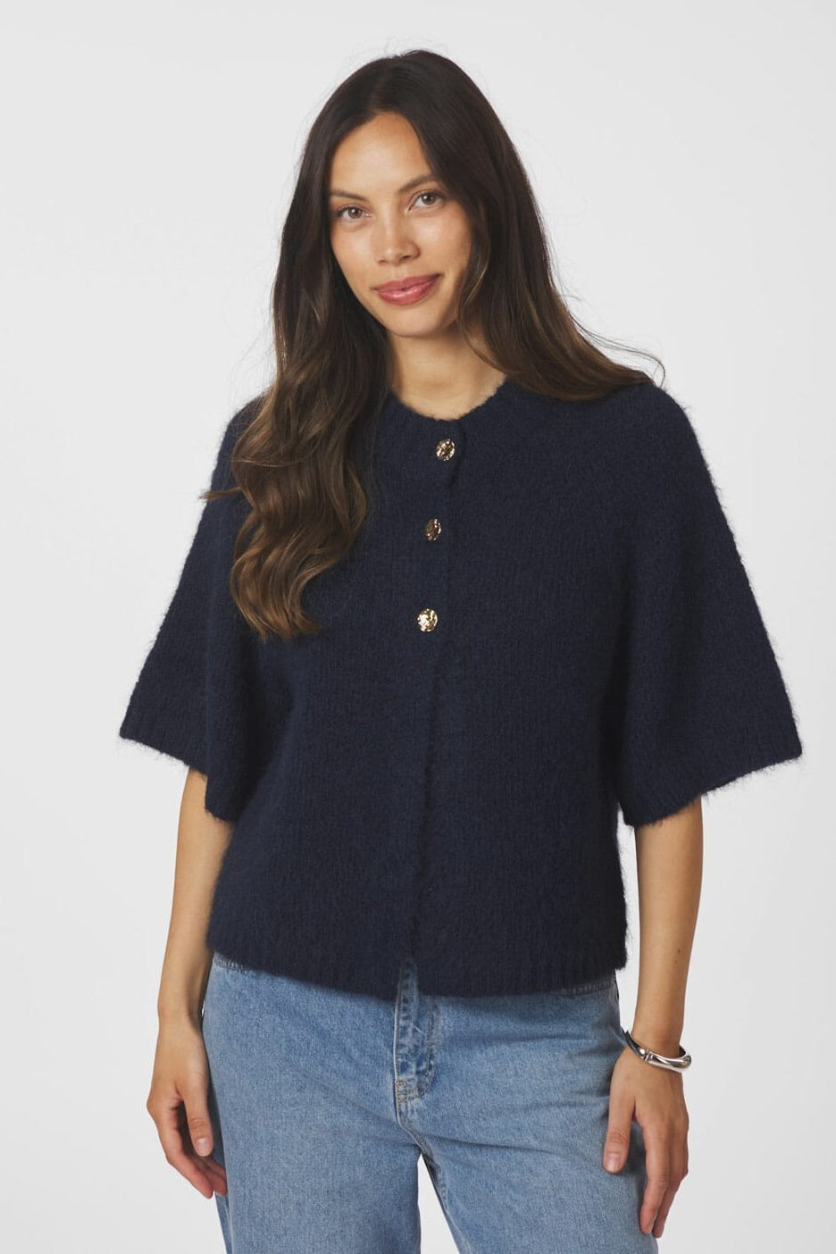 Neo Noir - Benuta Fluffy Knit Cardigan 165816 - 141 - Navy