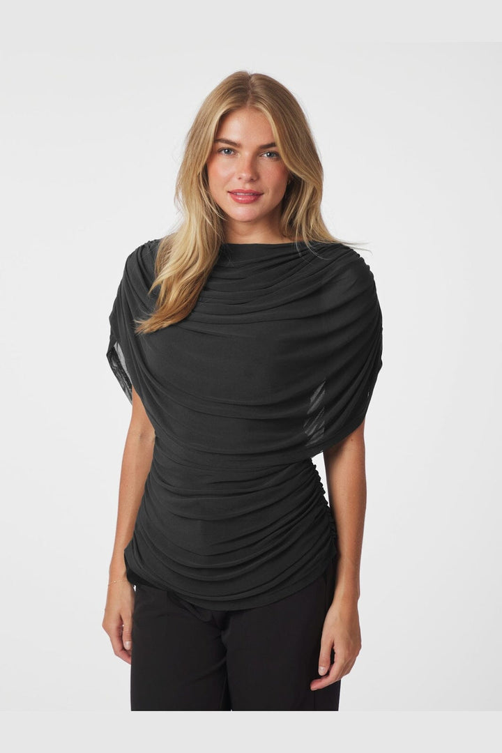 Neo Noir - Cottuna Drapy Mesh Top 167205 - 100 - Black