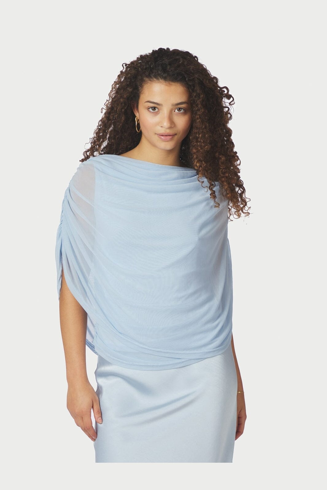 Neo Noir - Cottuna Drapy Mesh Top 167205 - 145 - Light Blue