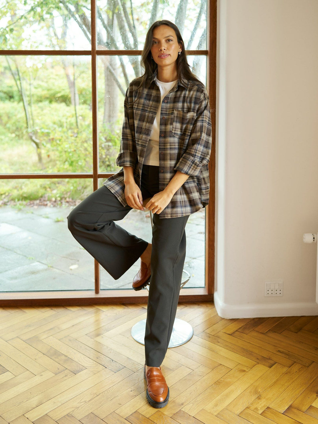 Neo Noir - Dalma Flannel Check Shirt 171678 - 811 - Dark Taupe Skjorter 