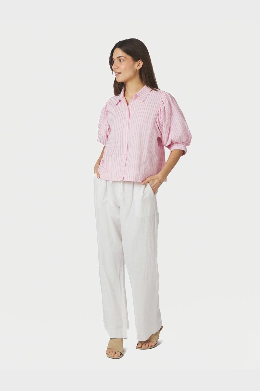 Neo Noir - Etta Soft Stripe Stone Shirt 166416 - 754 - Light Pink