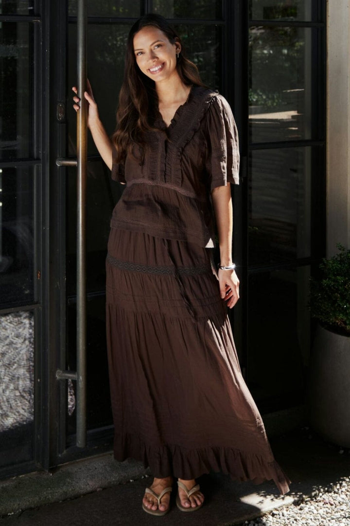 Neo Noir - Evienne S Voile Top 161856 - 676 - Dark Brown Toppe 