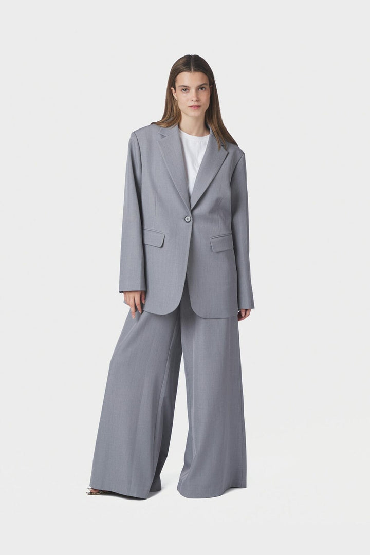 Neo Noir - Janel Structure Pants 169941 - 133 - Grey Melange