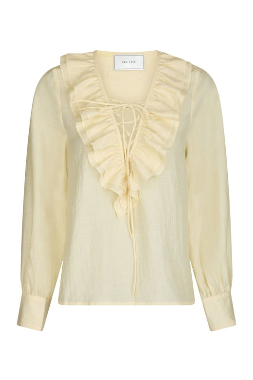 Neo Noir - Katarina Crepe Ruffle Blouse 166497 - 191 - Light Yellow