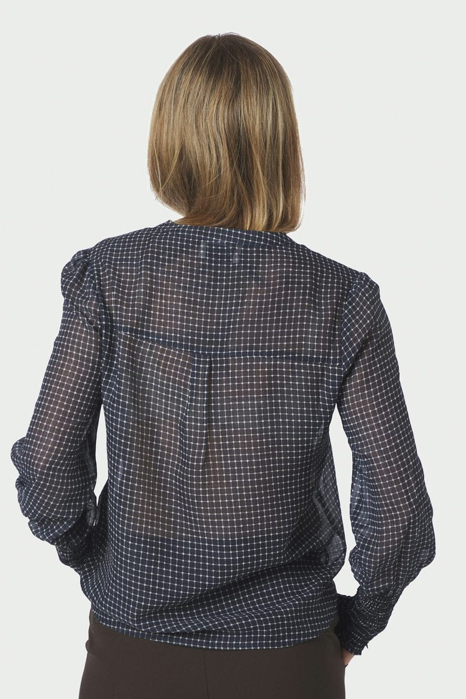 Neo Noir - Landa Simple Check Blouse 171000 - 141 - Navy