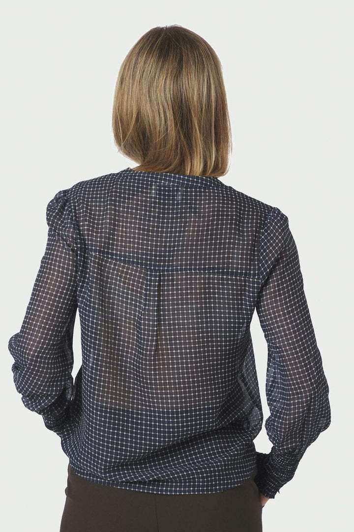 Neo Noir - Landa Simple Check Blouse 171000 - 141 - Navy