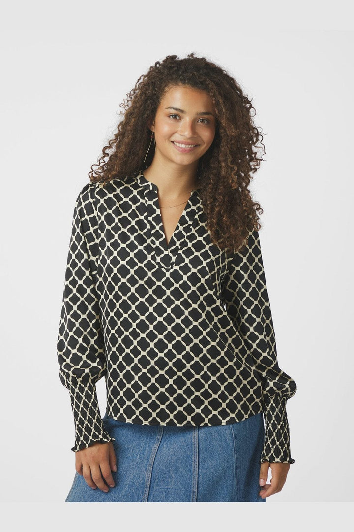 Neo Noir - Landa Tile Print Blouse 166926 - 100 - Black