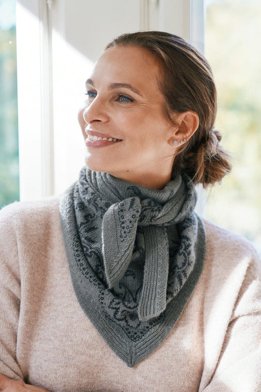 Neo Noir - Lolana Paisley Knit Scarf 170741 - 133 - Grey Melange Tørklæder 