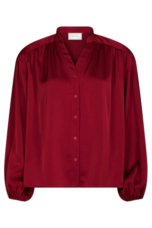Neo Noir - Lunell Drapy Satin Blouse 171660 - 682 - Wine Bluser 