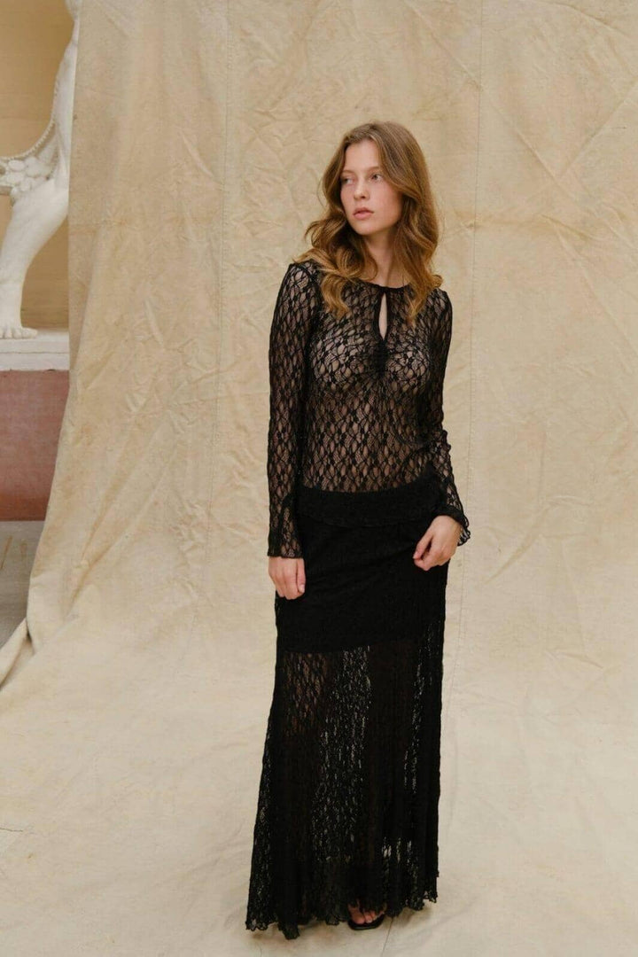 Neo Noir - Matria Lace Blouse 166073 - 100 - Black Bluser 