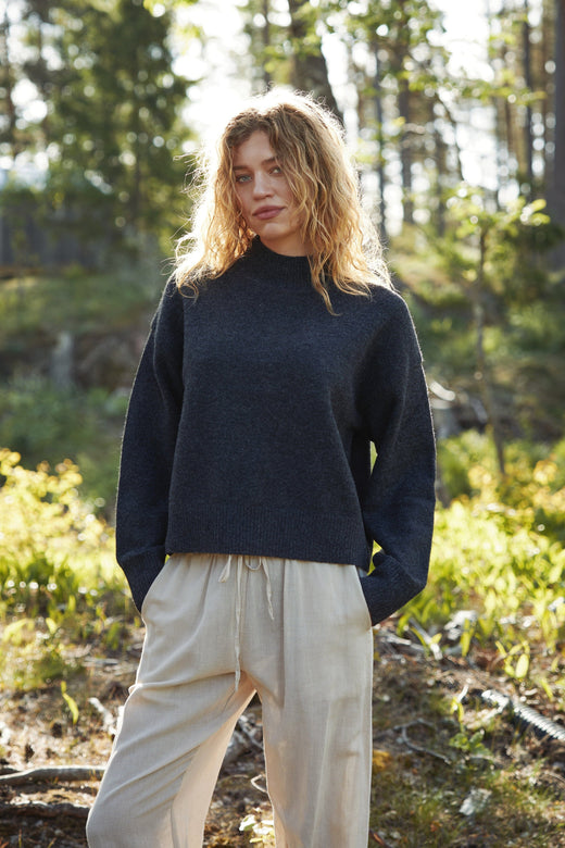 Neo Noir - Paulina Knit Blouse 159703 - 132 - Antracit Strikbluser 