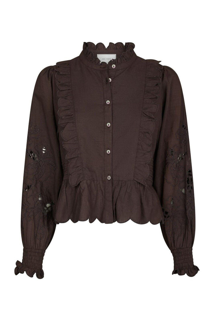 Neo Noir - Petrine Embroidery Blouse 161136 - 676 - Dark Brown