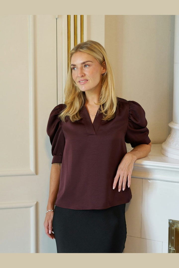 Neo Noir - Roella Heavy Sateen Blouse 162590 - 174 - Burgundy