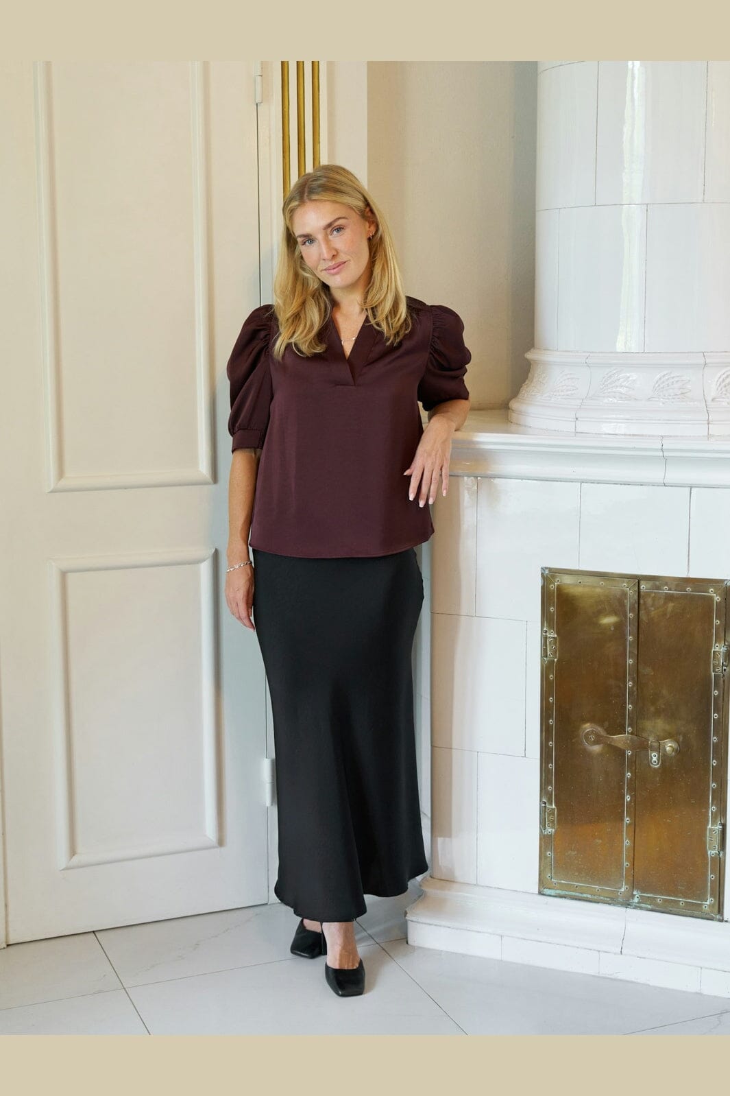 Neo Noir - Roella Heavy Sateen Blouse 162590 - 174 - Burgundy