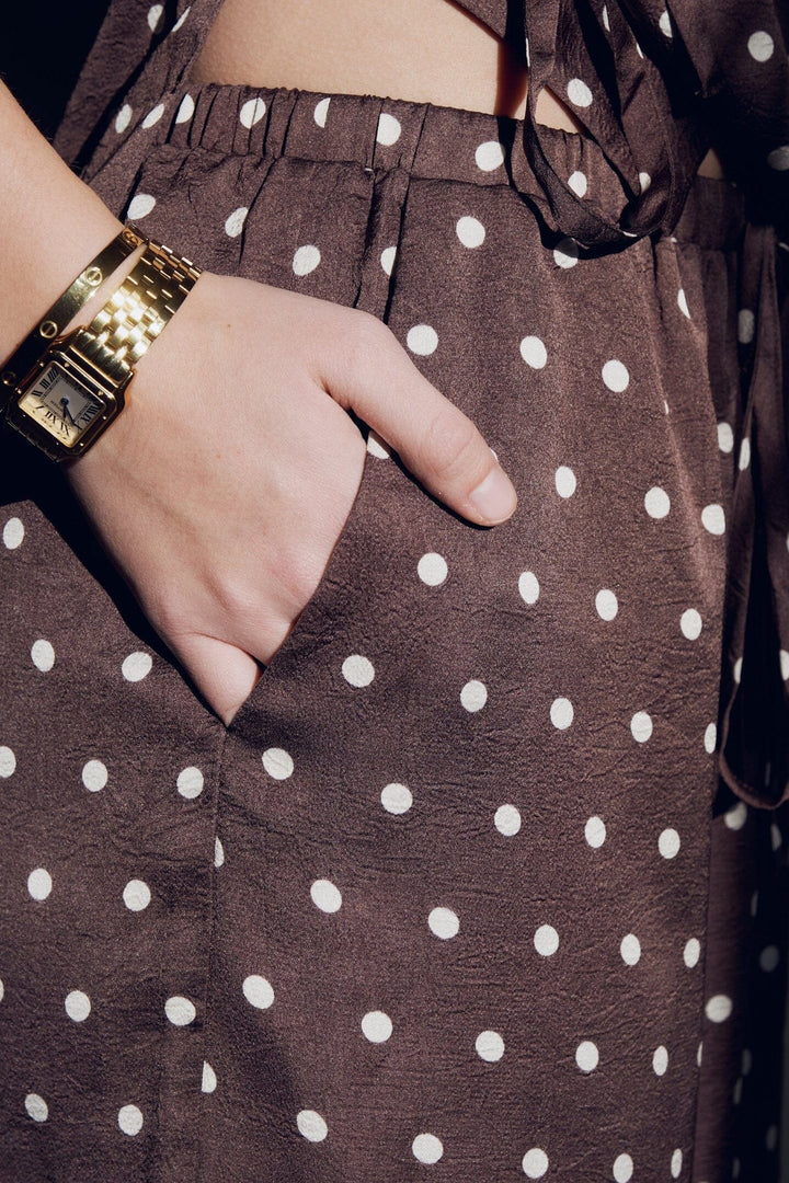 Neo Noir - Sebba Big Dot Pants 167903 - 676 - Dark Brown Bukser 