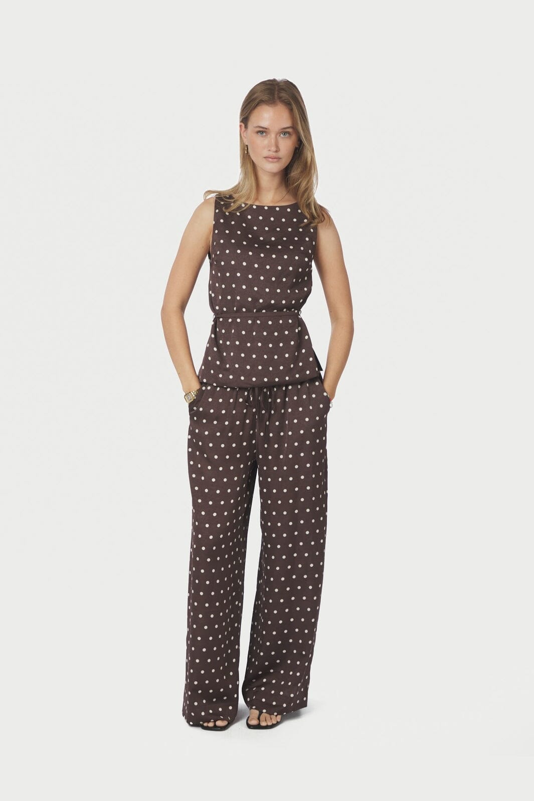 Neo Noir - Sebba Big Dot Pants 167903 - 676 - Dark Brown