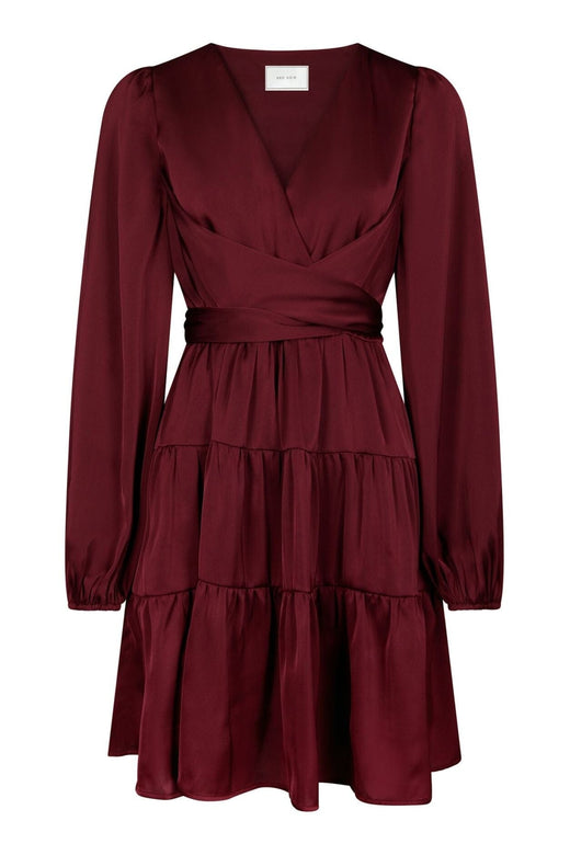 Neo Noir - Vivina Drapy Satin Dress 171618 - 174 - Burgundy Kjoler 