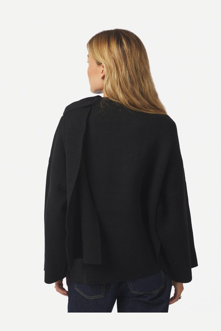Neo Noir - Wals Knit Scarf Blouse 166203 - 100 - Black
