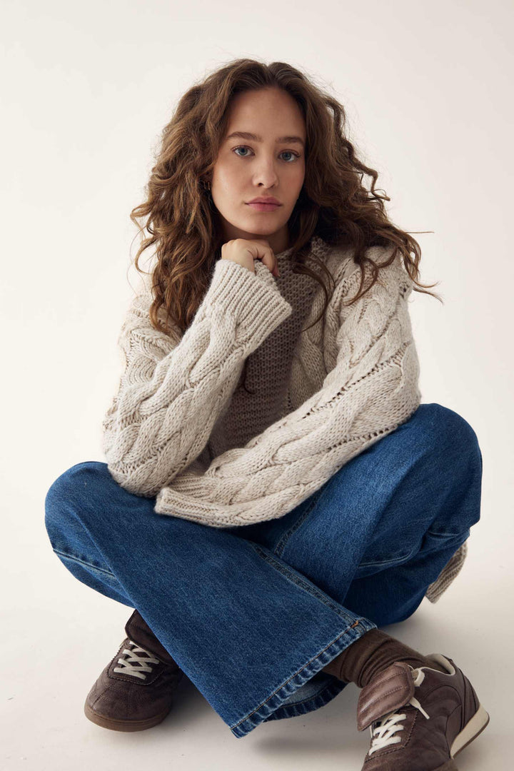Noella - Lisbeth Knit 14380001 - 025 - Oatmeal Strikbluser 