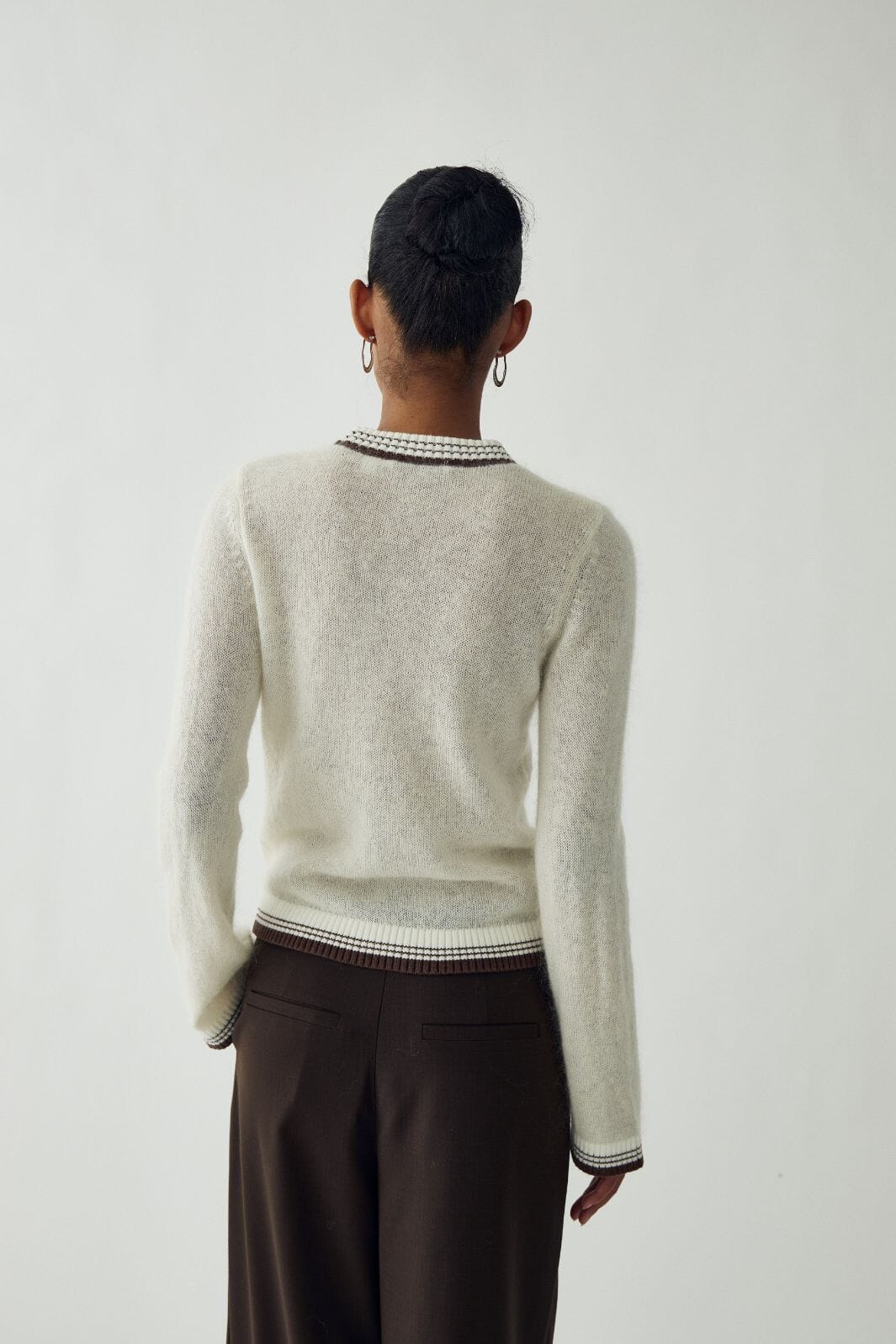 Noella - N-Marthy Ls Knit 16400002 - 1502 - Ivory Brown Strikbluser 